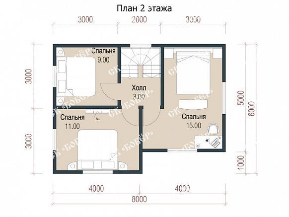 Двухэтажный из бруса 6х8. фото
